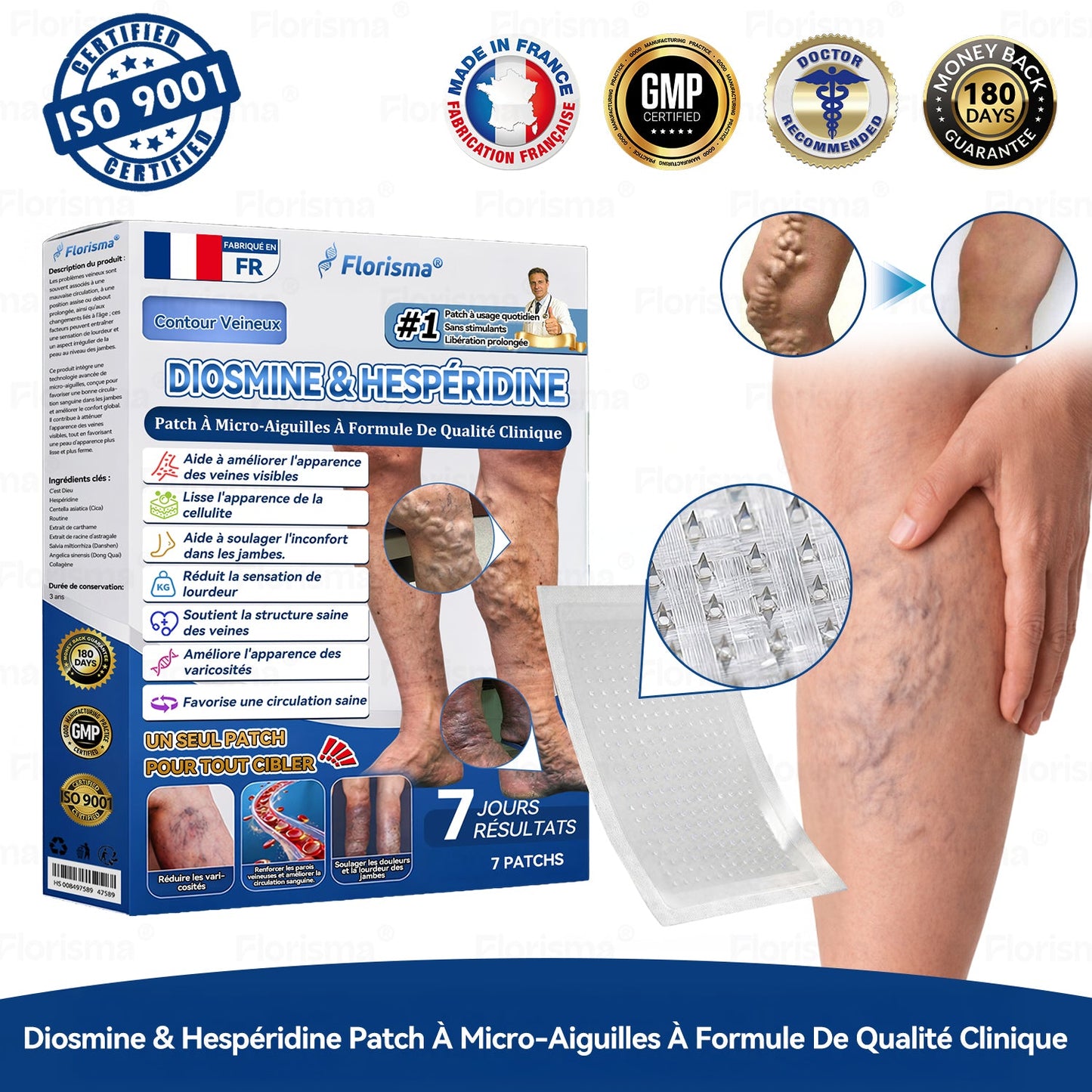 🛡️ 𝑭𝑳𝑶𝑹𝑰𝑺𝑴𝑨® 🎉 Patch à Micro‑aiguilles de Grade Clinique au Diosmine & Hespéridine — Un mélange avancé d’extraits végétaux conçu pour cibler les varicosités et les varices tout en aidant à soulager les jambes lourdes et fatiguées. 👩‍⚕️