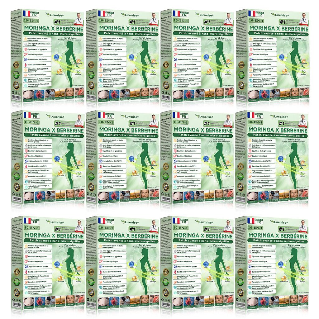 ✨❤️Magasin Officiel |Luxarise® Moringa & Bérbérine 10-en-1 Patch Nanomicro-aiguilles Avancé👩‍⚕️ (Une application quotidienne, résultats visibles en 7 jours) 🩹 Obésité, Diabète, Apnée du sommeil, Problèmes articulaires