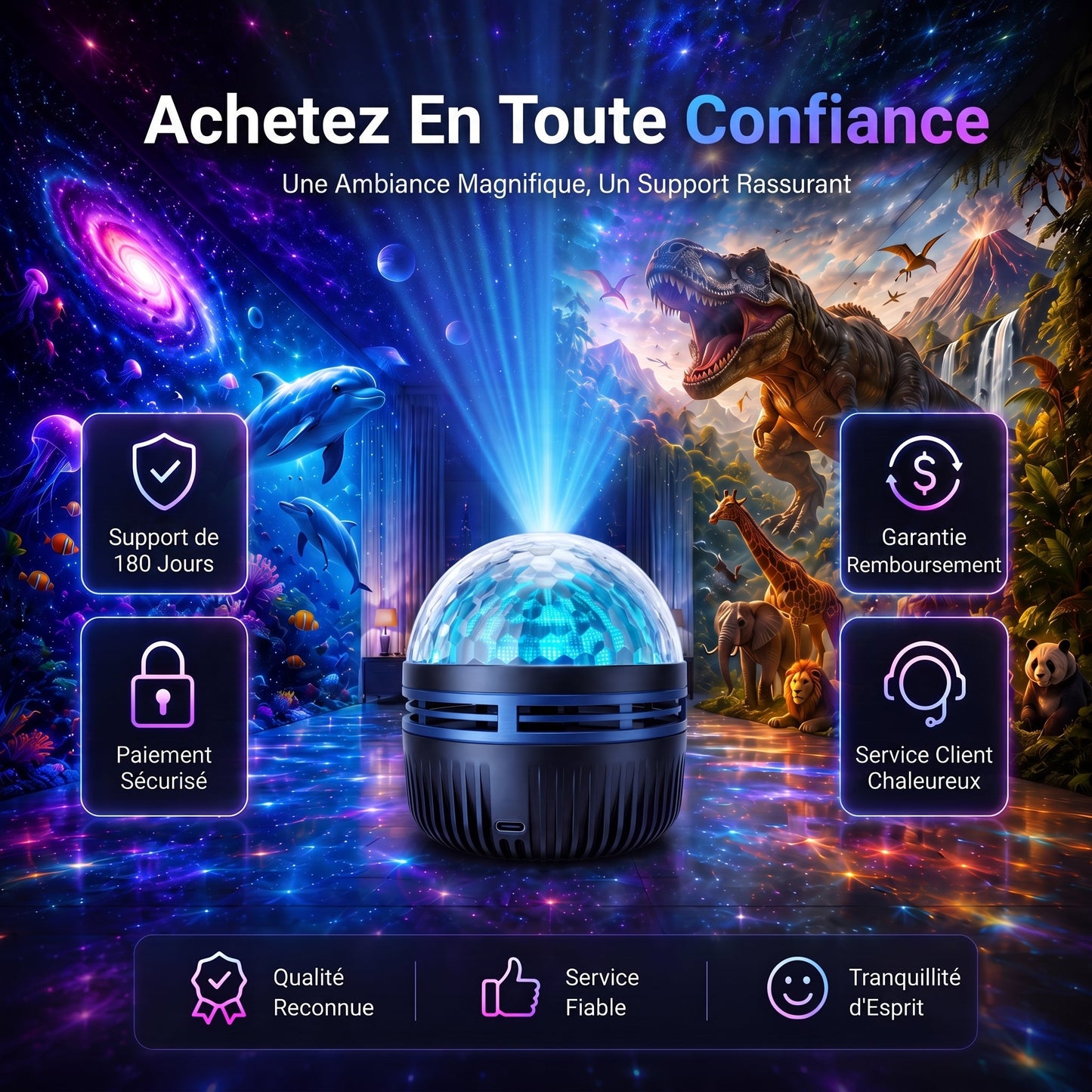 Boutique Officielle | 🦖🎁SCNDR® Projecteur de Ciel Étoilé Holographique Intelligent 360° (Projection HD Dynamique Intelligente 5D)