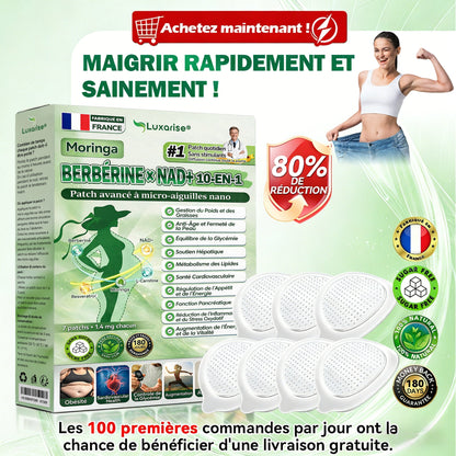 💖Magasin Officiel | Luxarise® Moringa & Bérbérine 10-en-1 Patch Nanomicro-aiguilles Avancé👩‍⚕️ (Une application quotidienne, résultats visibles en 7 jours) 🩹 Obésité, Diabète, Apnée du sommeil, Problèmes articulaires🌿