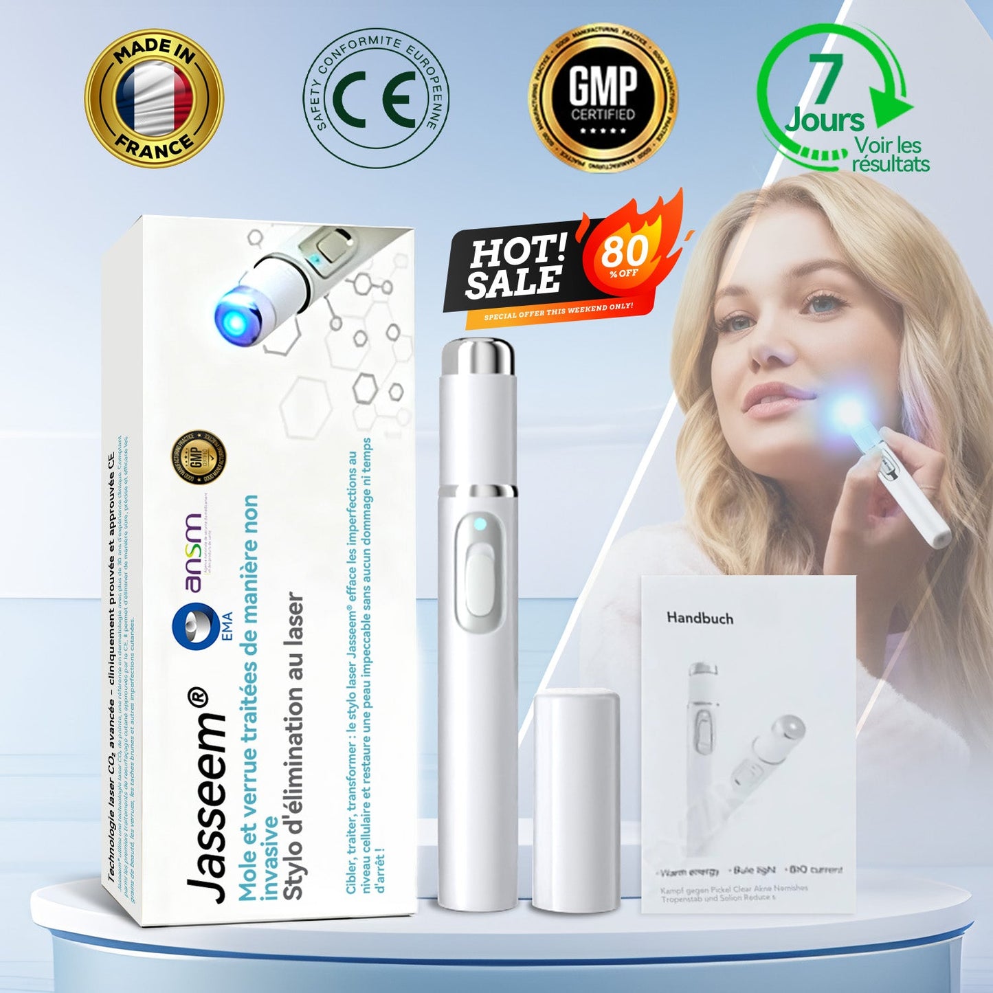 𝐉𝐚𝐬𝐬𝐞𝐞𝐦® Stylo Laser de Qualité Médicale 🏆 (utilise la technologie laser au CO₂ – efficace pour éliminer les grains de beauté, les verrues, les acrochordons, les taches pigmentaires et autres imperfections)🔥