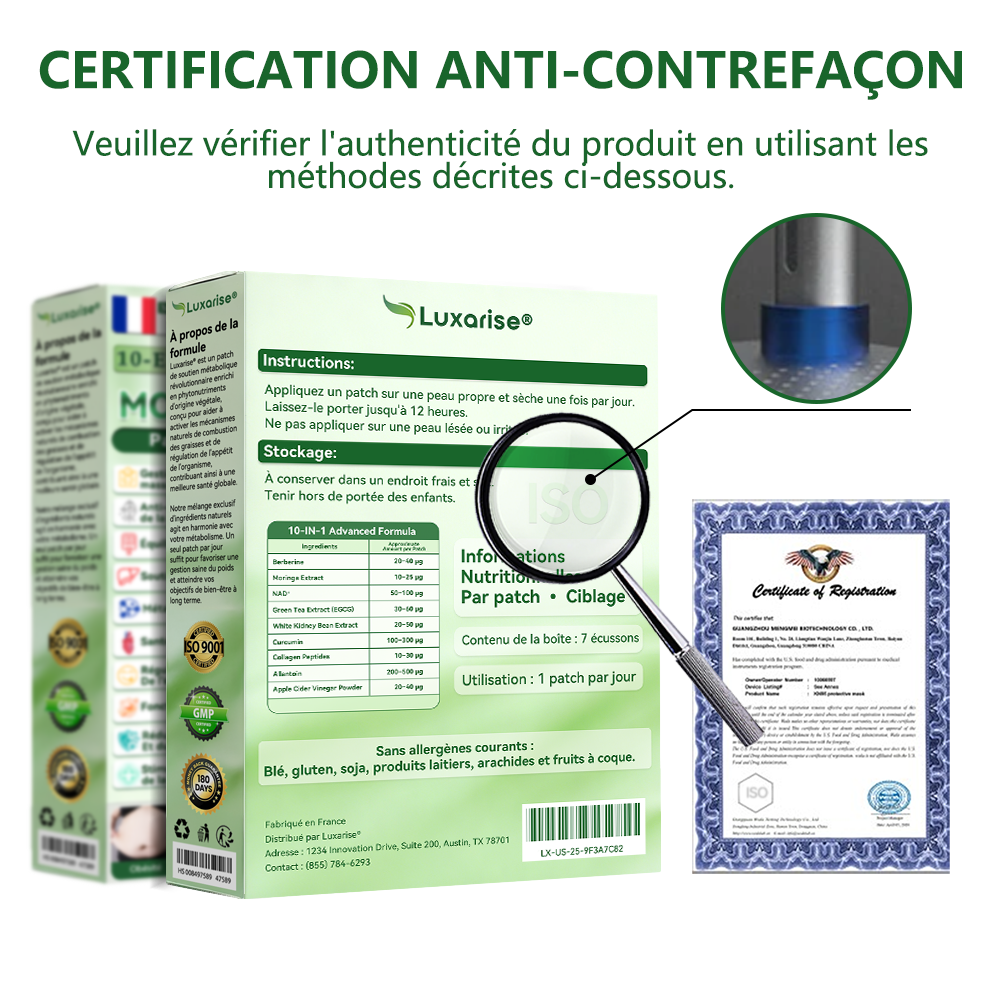 Magasin Officiel |🩺Luxarise® Moringa & Bérbérine 10-en-1 Patch Nanomicro-aiguilles Avancé👩‍⚕️ (Une application quotidienne, résultats visibles en 7 jours) 🩹 Obésité, Diabète, Apnée du sommeil, Problèmes articulaires🌿