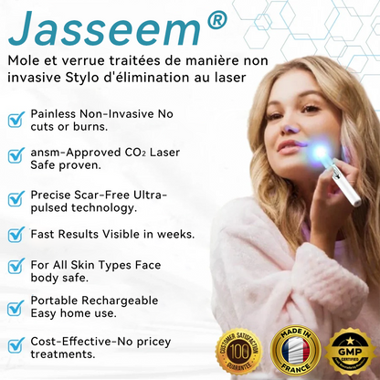 𝐉𝐚𝐬𝐬𝐞𝐞𝐦® Stylo Laser de Qualité Médicale 🚚🎁(utilise la technologie laser au CO₂ – efficace pour éliminer les grains de beauté, les verrues, les acrochordons, les taches pigmentaires et autres imperfections)
