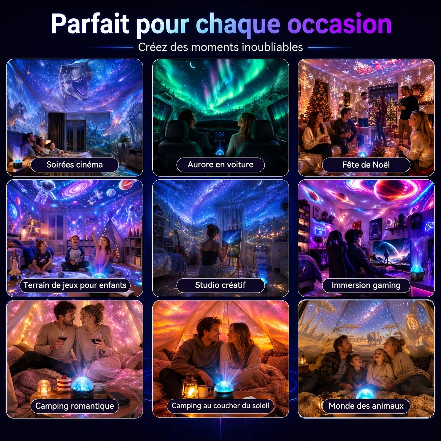 Boutique Officielle | 🦖🎁SCNDR® Projecteur de Ciel Étoilé Holographique Intelligent 360° (Projection HD Dynamique Intelligente 5D)